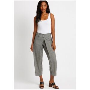 NICHOLAS K Women’s Size 8 Gray Beige 100% Linen Tapered Cropped Lagenlook Pant